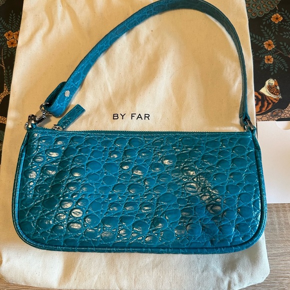 By Far Rachel Bag in Croc Embossed Azur, NWT - Picture 6 of 14
